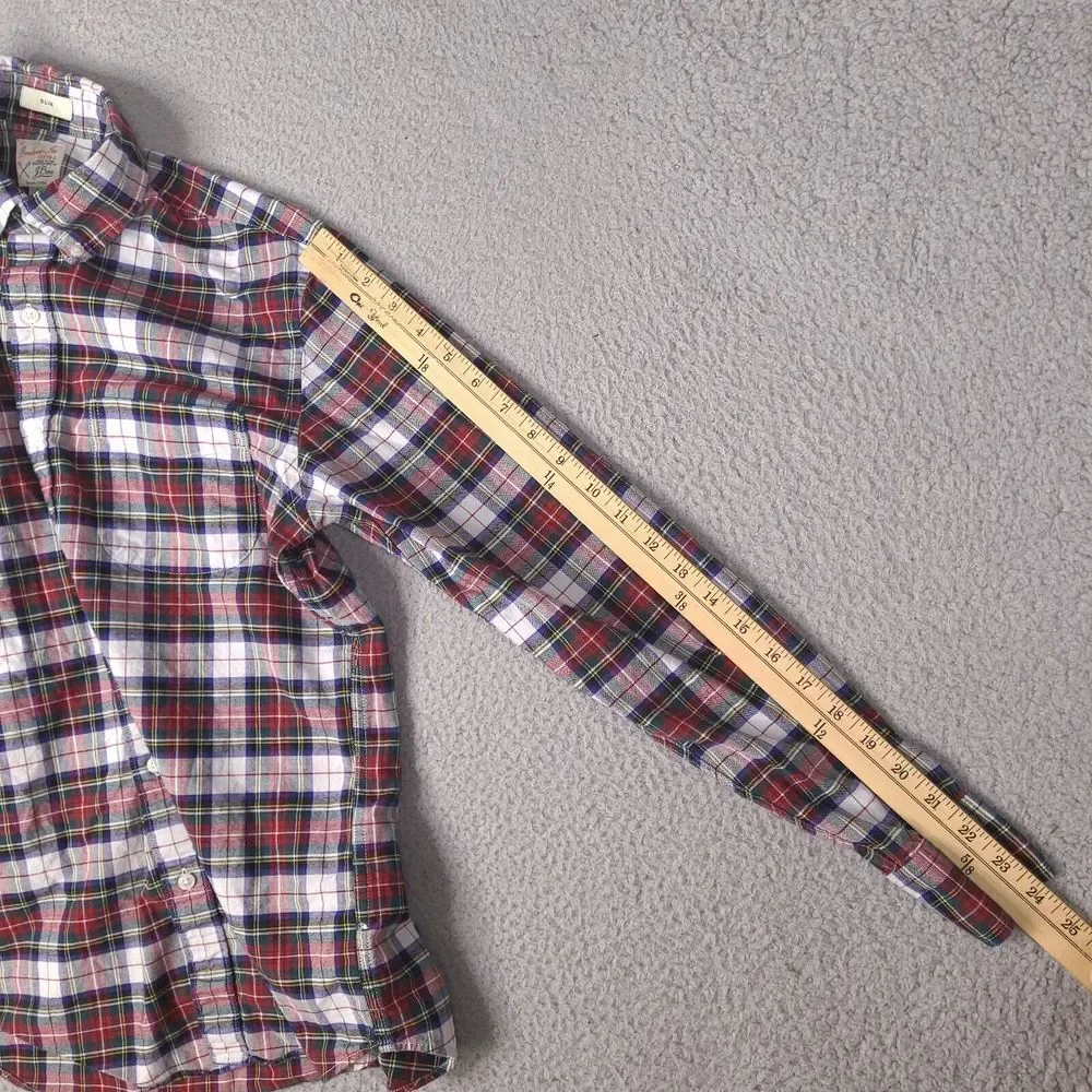 J Crew Shirt Mens Small Slim Plaid The Broken-in Oxford Organic Cotton Button Up